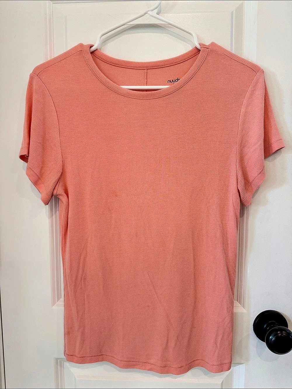 nuuds Slinky Rib Tee Ribbed Short Sleeve Peachette